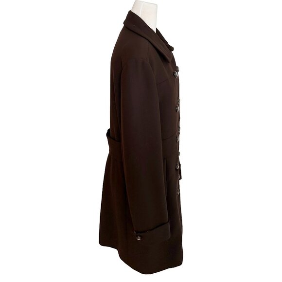 Tory Burch Double‑Breasted Logo Button Wool Blend Coat Size 12 - Picture 3 of 8